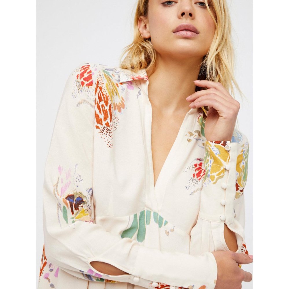 FREE PEOPLE Ivory Field of Butterflies Tunic. sz XS - Picture 4 of 16